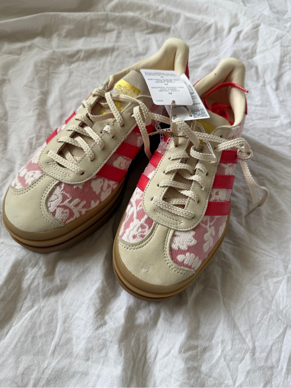 adidas Originals Gazelle bold x liberty london shoes in white and cream white - Picture 2 of 6